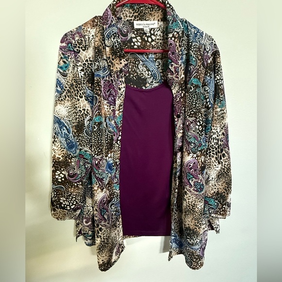 Rebecca Malone Animal and Paisley Print Blouse - Picture 1 of 3